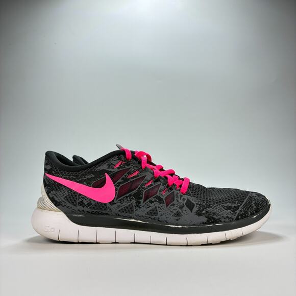 Nike Free 5.0 Gray Pink Running Shoe Sneakers Lace Up 705347-016 Women's Size 8 - Picture 1 of 10